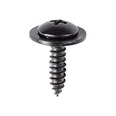 M4.8-1.61x19mm Phillips Truss Head SEMS Tapping Screw, Type A/AB, 16mm Washer, Black E-Coat