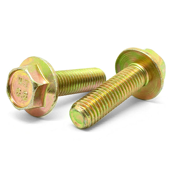 25 Bulloni A Flangia Esagonale M6x1.0x25 – Grado 10.9 – Testa Piccola Con Esagonale 8mm – Zincati
