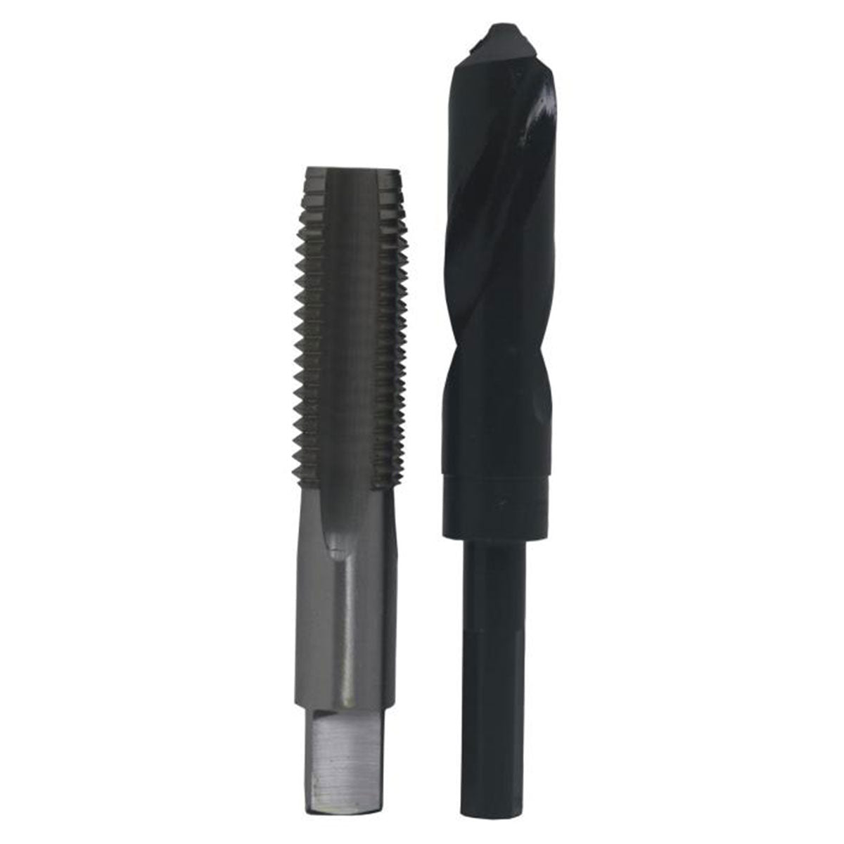 7/8"-9 HSS Plug Tap and 49/64" HSS 1/2" Shank Drill Bit