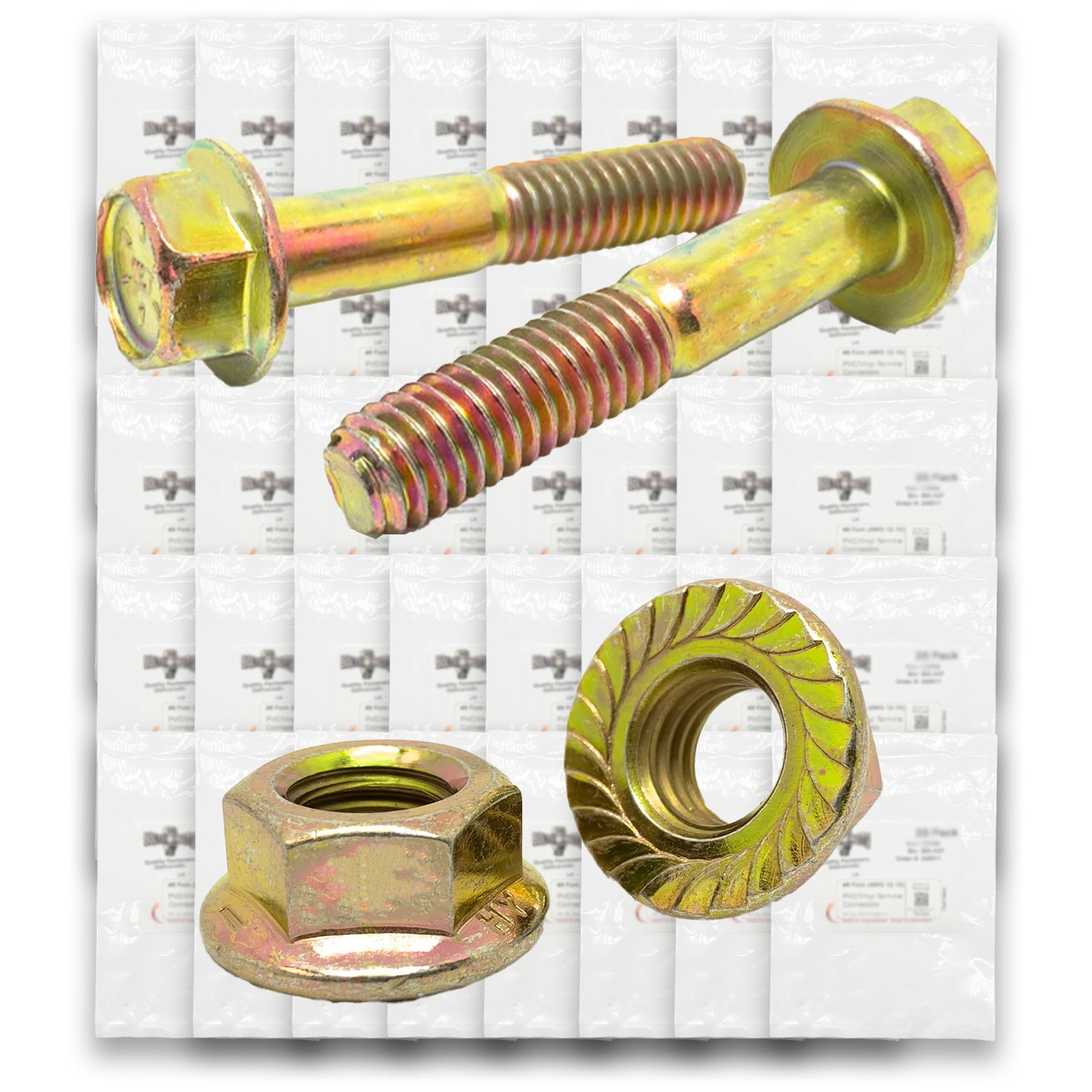 Inch Grade 8 Hex Flange Frame Bolts & Lock Nuts Yellow Assortment - 335 PCS