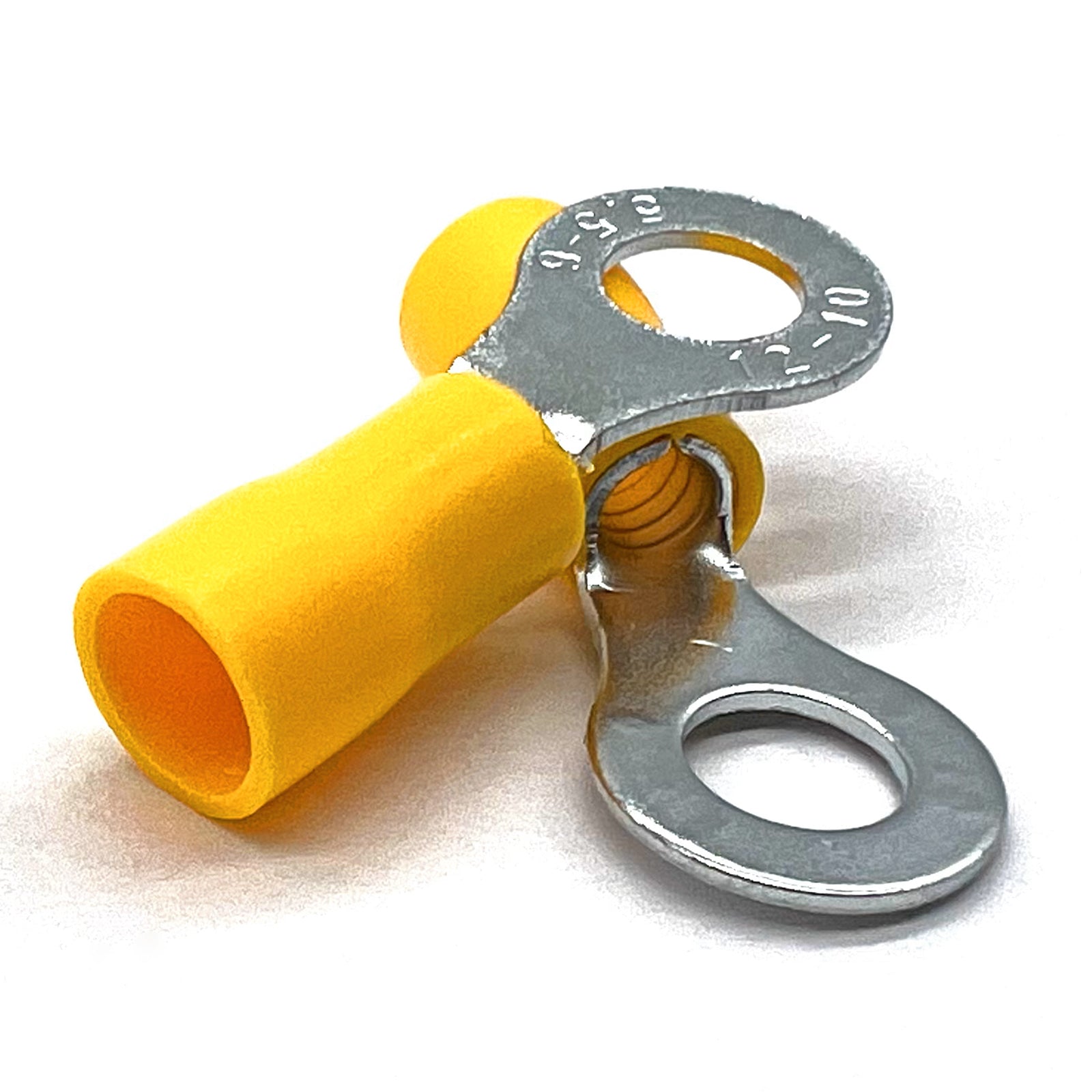 Yellow PVC/Vinyl 1/4" Diameter Ring Crimp Connector, AWG 12-10