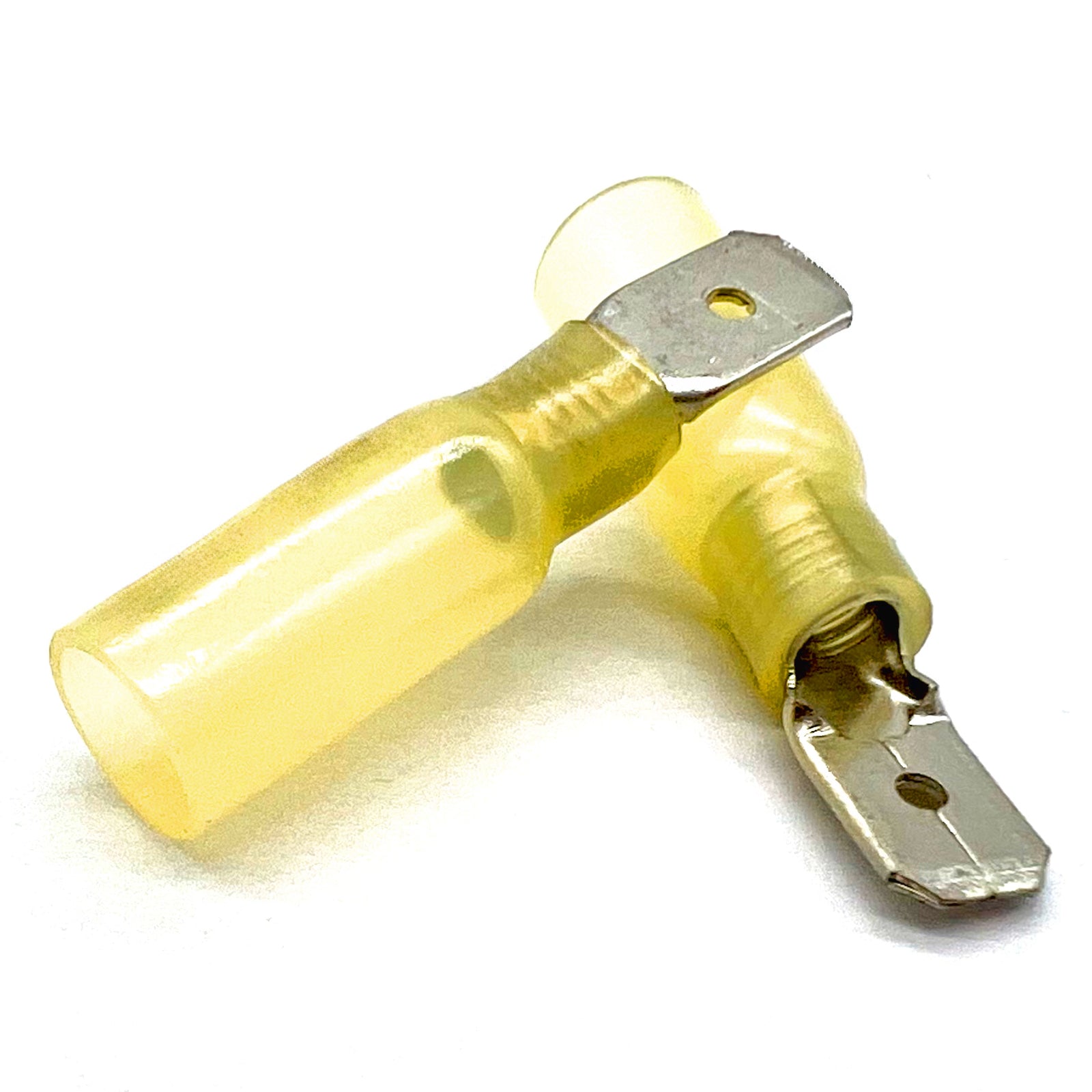 Yellow Heat Shrink Marine Grade Male Spade Connectors, AWG 12-10