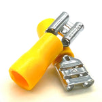 Yellow PVC/Vinyl Female Spade Crimp Connector, AWG 12-10