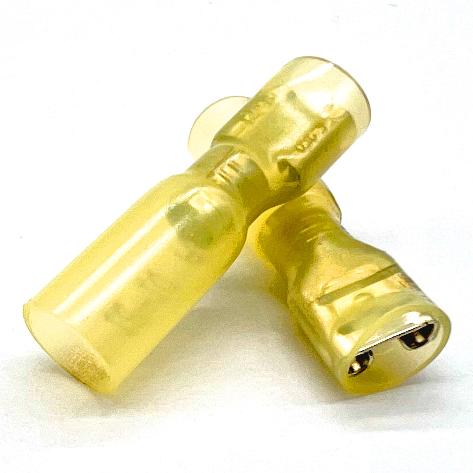 Yellow Heat Shrink Marine Grade Female Spade Connectors, AWG 12-10