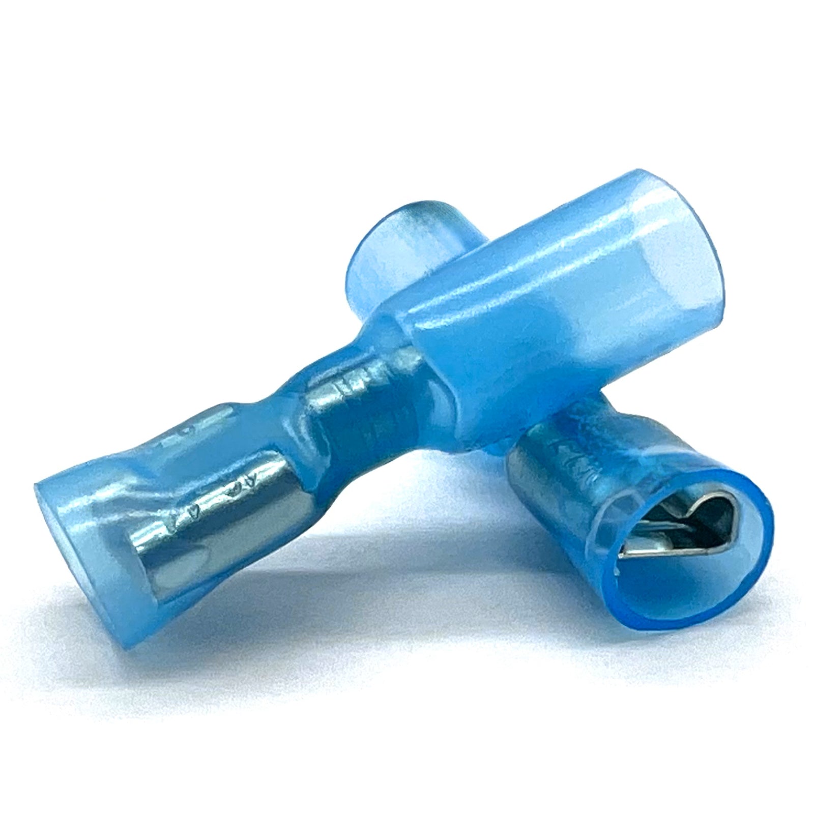 Blue Heat Shrink Marine Grade Female Spade Connectors, AWG 16-14