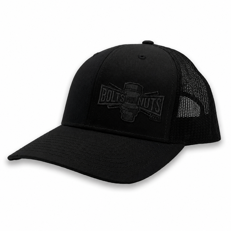 Black Out BoltsandNuts.com Adjustable Embroidered Logo Hat
