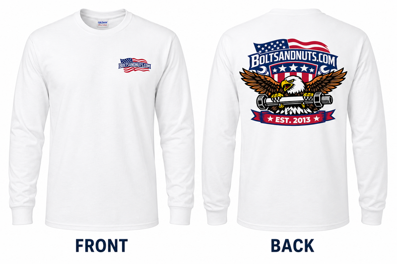 White American Flag BoltsandNuts.com Logo Long Sleeve