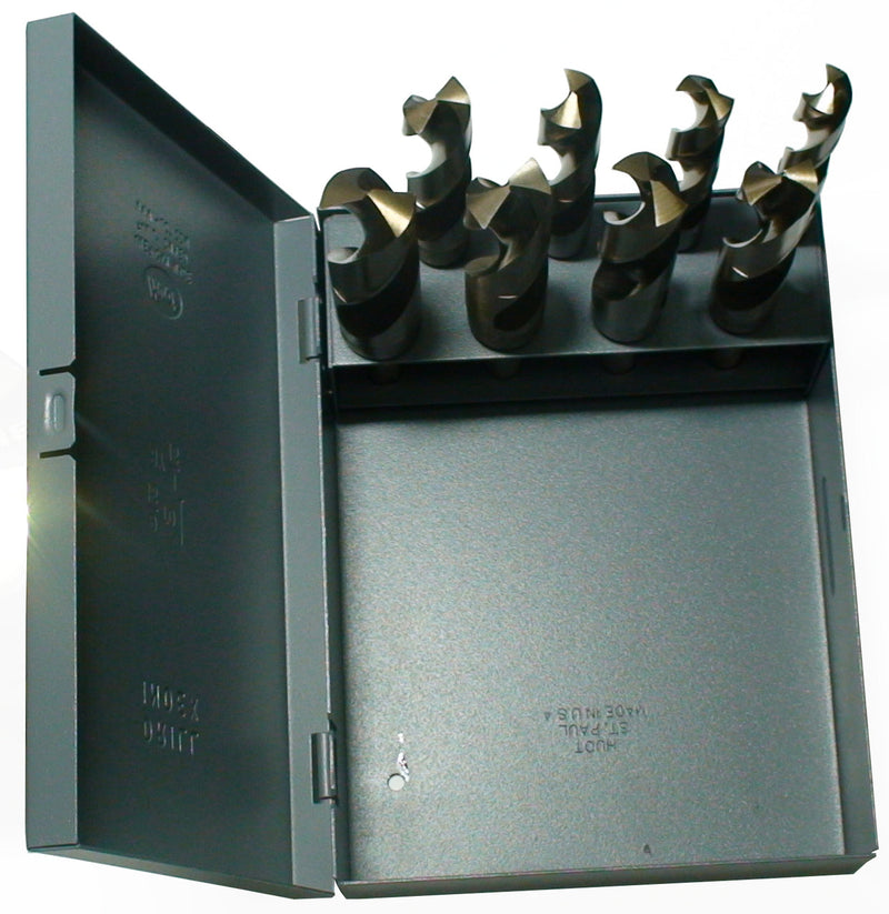8 Piece Cobalt Drill Bit Set with Reduced 1/2" Shank, 9/16" - 1", D/ACO