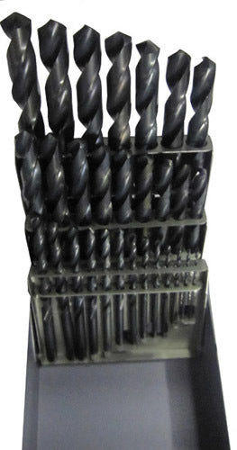 15 Piece HSS Black Oxide Jobber Length Split Point Drill Bit Set, D/ASP, 1/16" - 1/2"