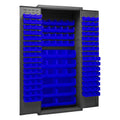 Metal Locking Storage Cabinet with 138 Blue Hook-On-Bins