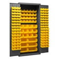 Metal Locking Storage Cabinet with 138 Yellow Hook-On-Bins