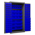 Metal Locking Storage Cabinet with 126 Blue Hook-On-Bins