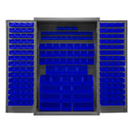 Metal Locking Storage Cabinet with 186 Blue Hook-On-Bins