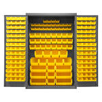 Metal Locking Storage Cabinet with 186 Yellow Hook-On-Bins