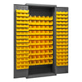 Metal Locking Storage Cabinet with 156 Yellow Hook-On-Bins