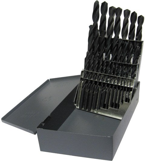 29 Piece Tin Coated Jobber Length Drill Bit Set, 1/16" - 1/2"