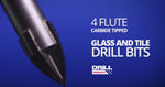 3/16" Carbide Tipped 4 Flute Glass & Tile Drill Bit