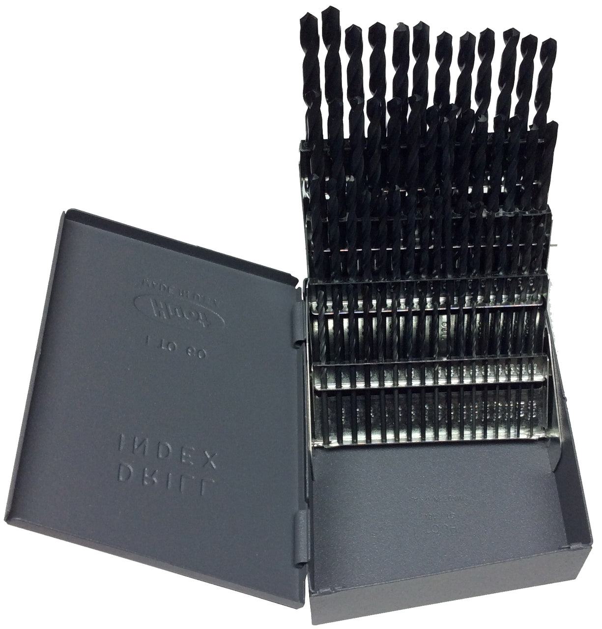 60 Piece HSS Black Oxide Jobber Length Drill Bit Set, DWDN, #1 - #60