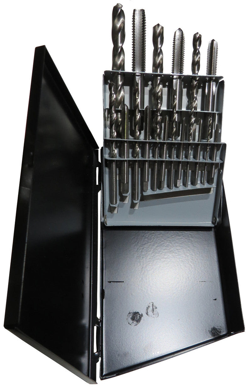 18 Piece Tap and Drill Bit Set, m2 - m12 in Metal Case