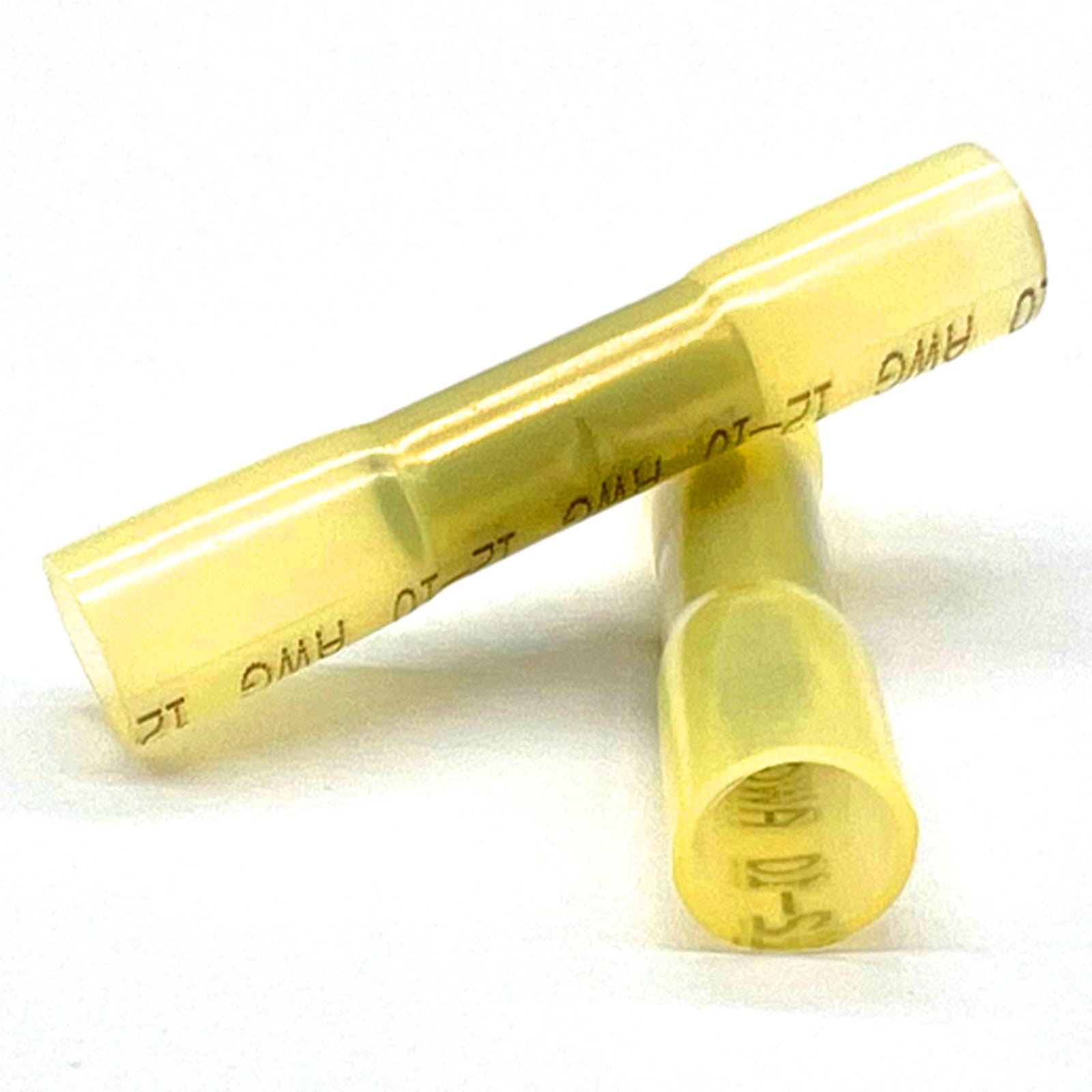 Yellow Heat Shrink Marine Grade Butt Connectors, AWG 12-10