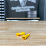 Yellow PVC/Vinyl Female Spade Fully Insulated Crimp Connector, AWG 12-10