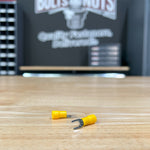 Yellow PVC/Vinyl #8 Fork Crimp Connector, AWG 12-10