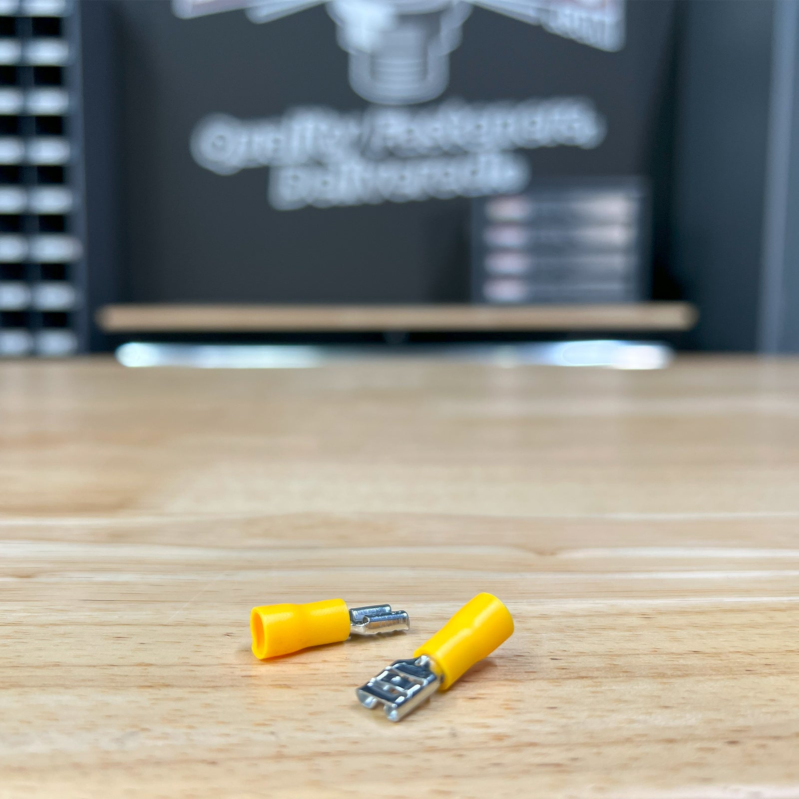 Yellow PVC/Vinyl Female Spade Crimp Connector, AWG 12-10