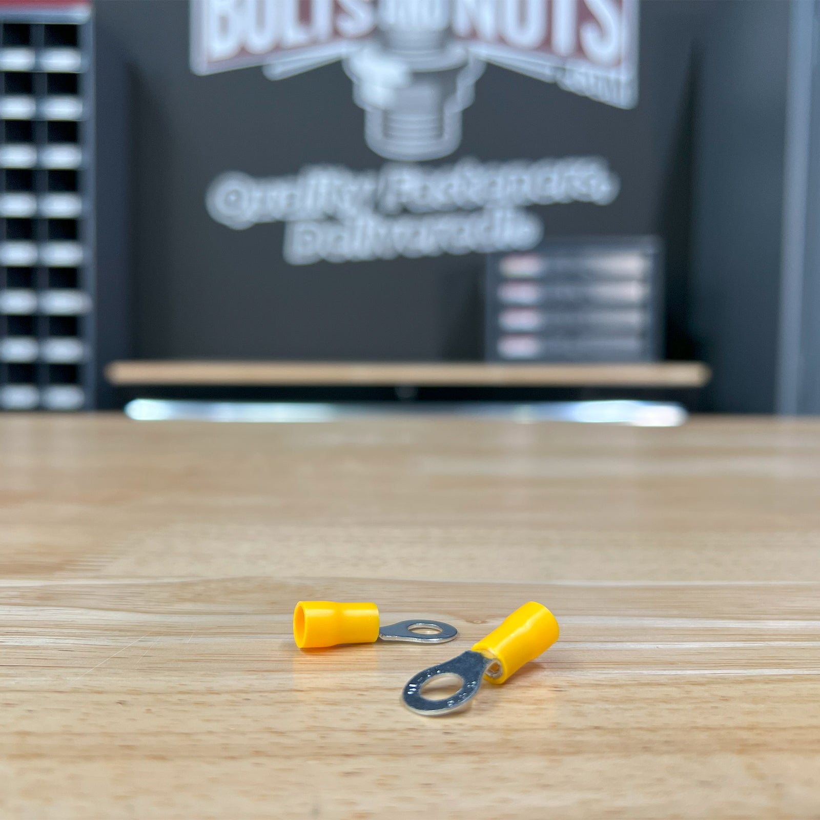 Yellow PVC/Vinyl 1/4" Diameter Ring Crimp Connector, AWG 12-10