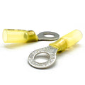 Yellow Heat Shrink Marine Grade 1/4" Diameter Ring Connectors, AWG 12-10