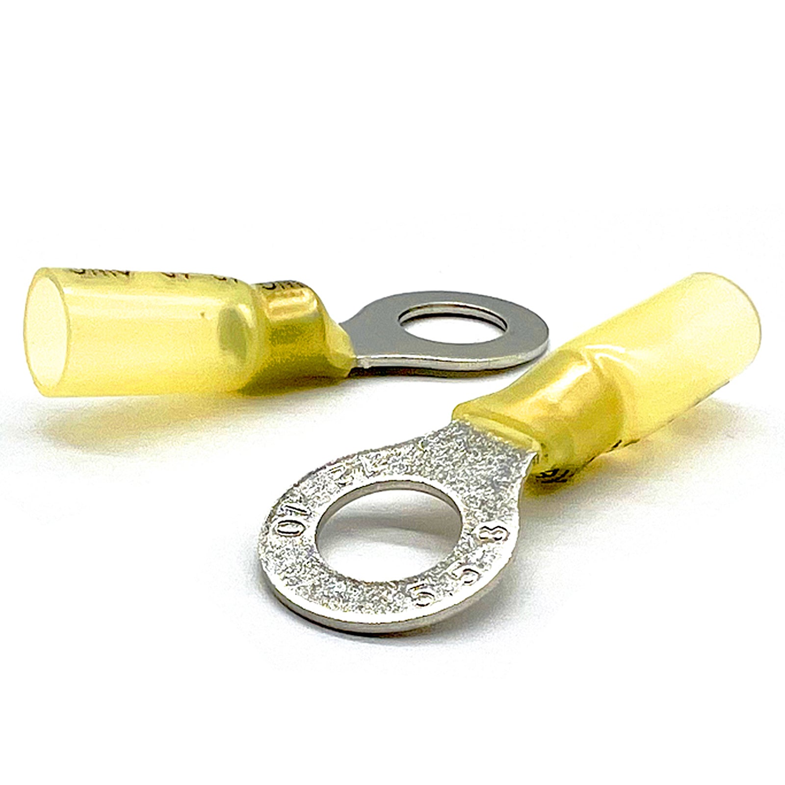 Yellow Heat Shrink Marine Grade 3/8" Diameter Ring Connectors, AWG 12-10