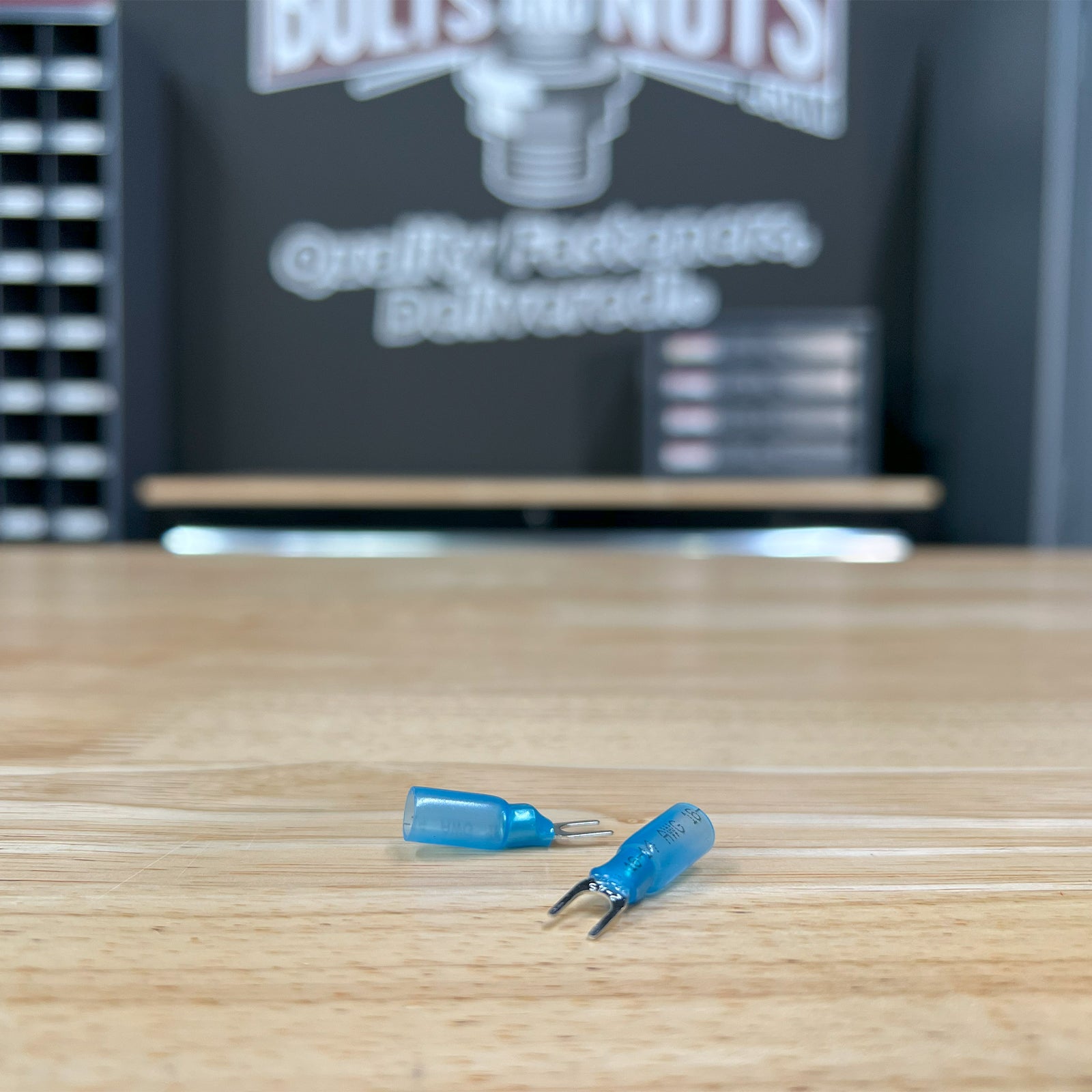 Blue Heat Shrink Marine Grade #10 U-Type Fork Connectors, AWG 16-14