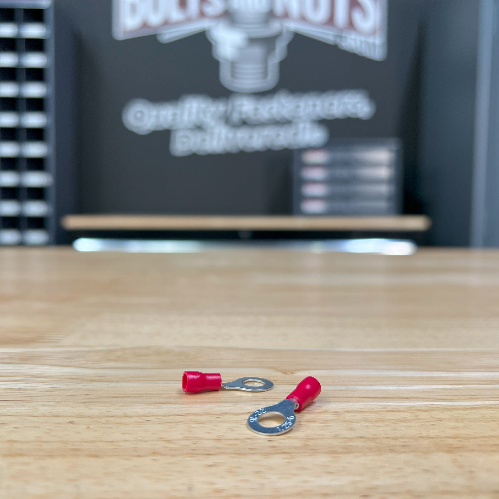 Red PVC/Vinyl 5/16" Diameter Ring Crimp Connector, AWG 22-16