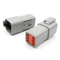 6 Pin DT Water Proof Connector Plug, Female, Including Rubber Seal