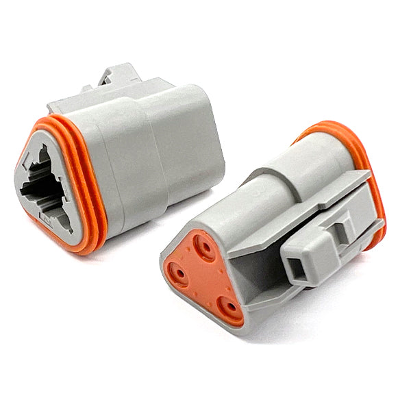 3 Pin DT Water Proof Connector Recepticle, Male, Including Rubber Seal