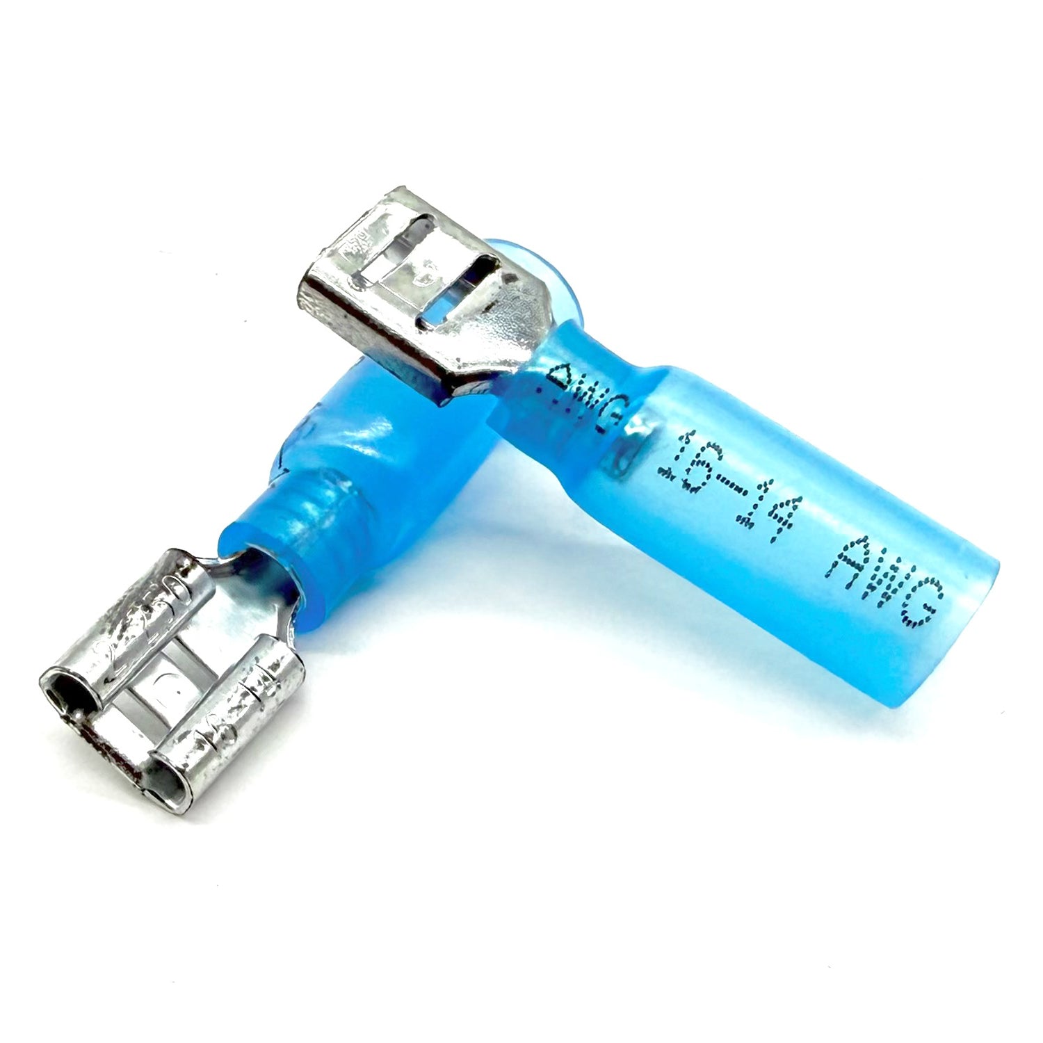 Blue Heat Shrink Female Spade Connectors, AWG 16-14