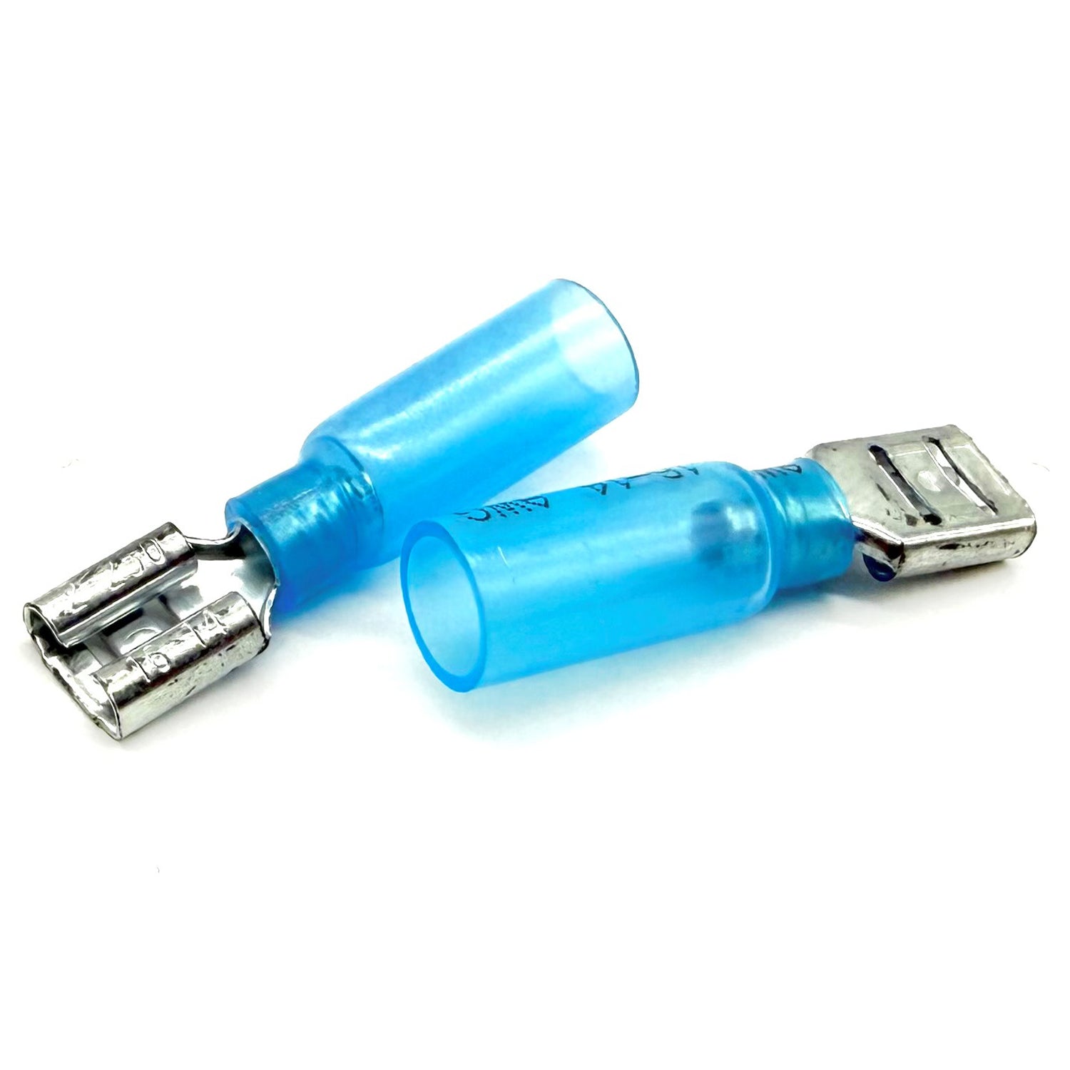 Blue Heat Shrink Female Spade Connectors, AWG 16-14