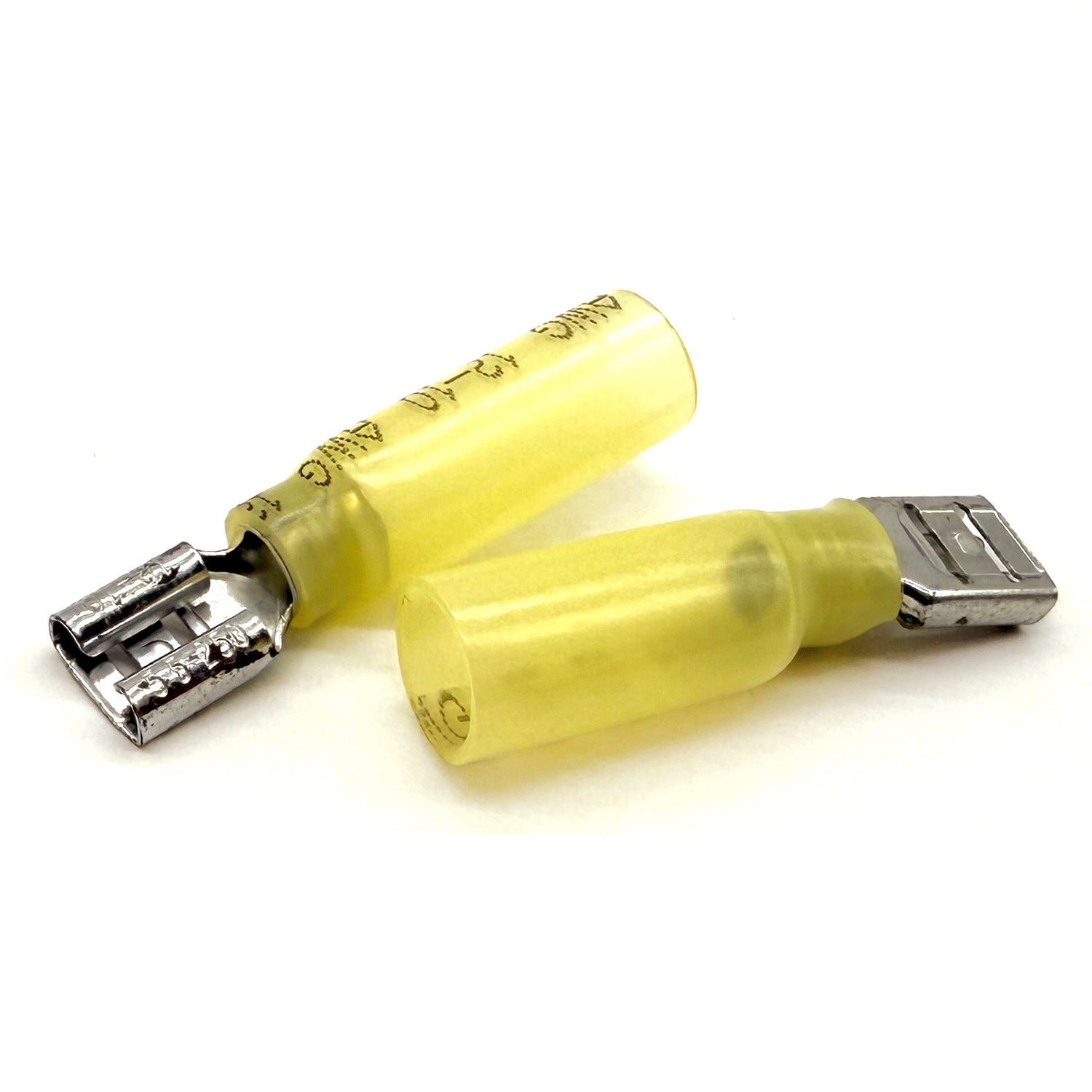 Yellow Heat Shrink Female Spade Connectors, AWG 12-10
