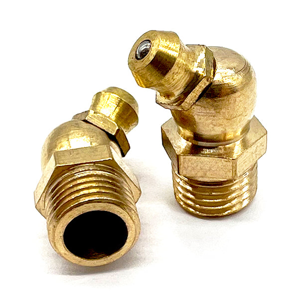 1/4"-28 Zerks Grease Fitting 45 Degree Hydraulic Brass