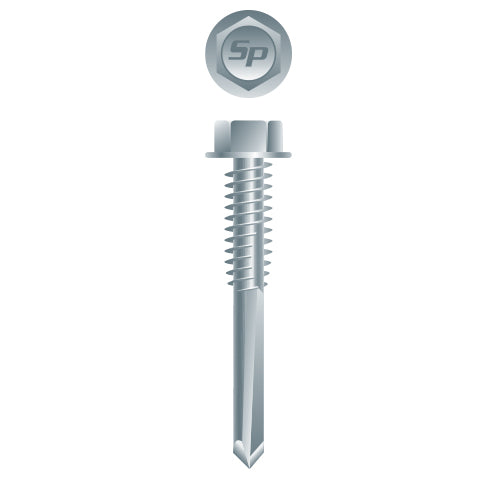 #12 Strong-Point Hex Washer Head 12-24 x 1-1/2, Zinc