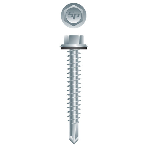 #14 Strong-Point Hex Washer Head w/Washer 14-14 x 5, Zinc