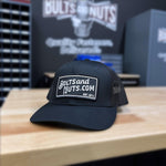 Black BoltsandNuts.com Adjustable Black Patch Logo Hat