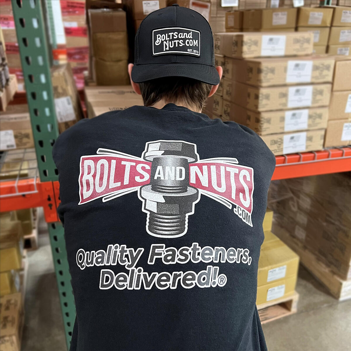 Black BoltsandNuts.com Adjustable Black Patch Logo Hat