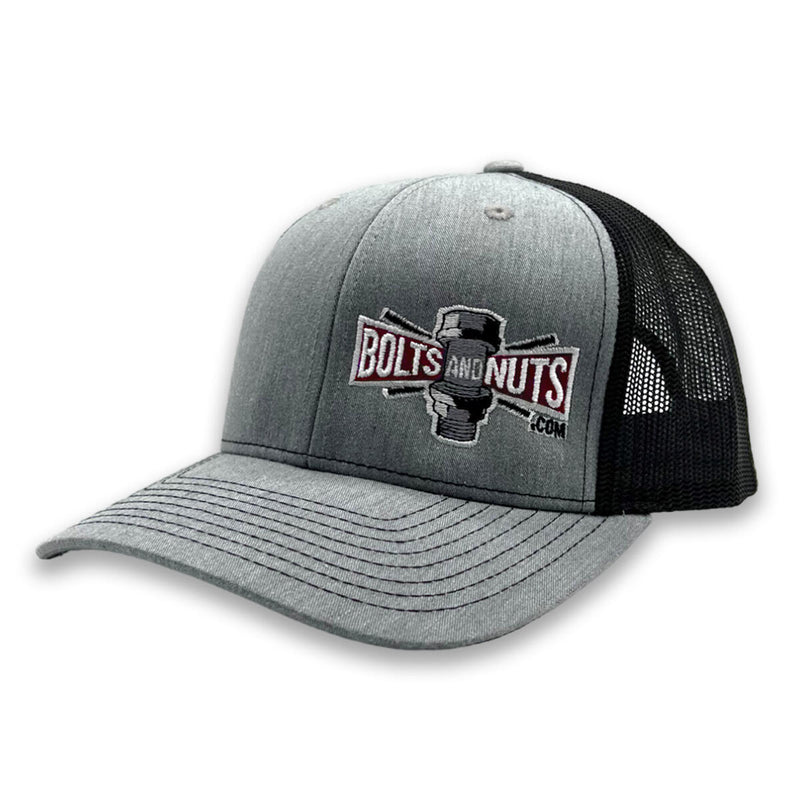Gray & Black BoltsandNuts.com Adjustable Embroidered Logo Hat