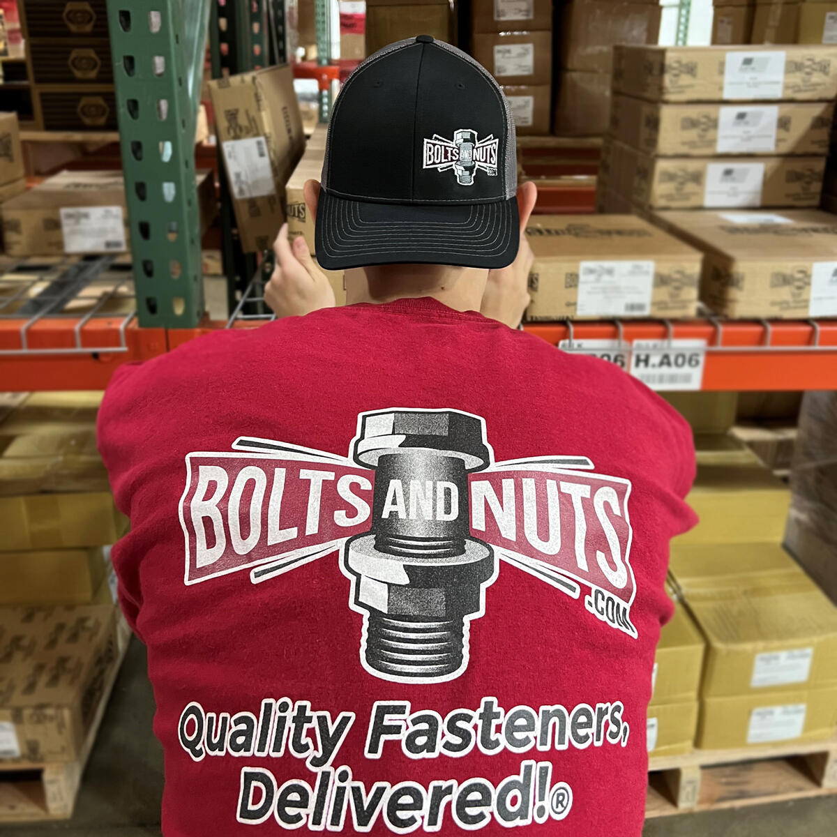 Black & Gray BoltsandNuts.com Adjustable Embroidered Logo Hat