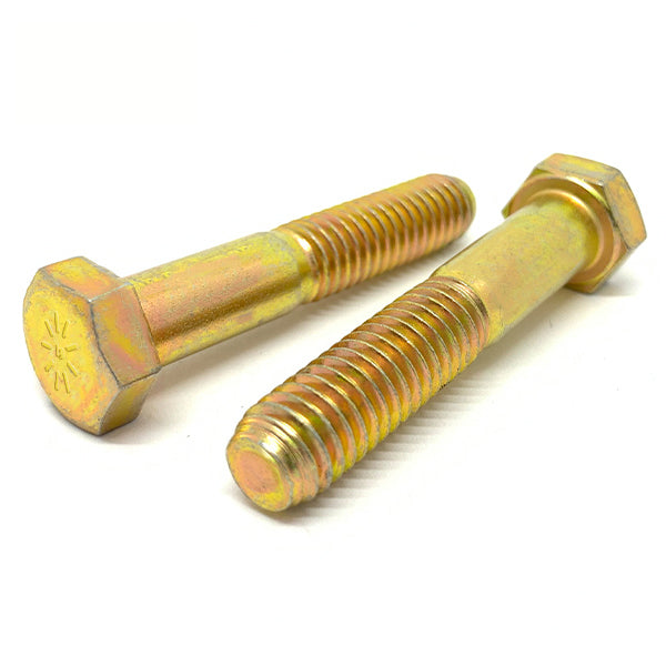 1/4"-20x3" Hex Cap Screws Grade L-9 Bolts USA Zinc Yellow