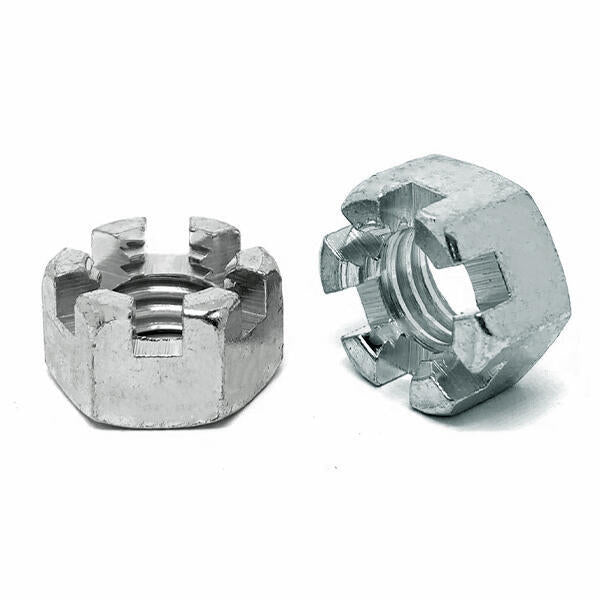 1"-8 Steel Slotted Hex Nuts Plain & Oil