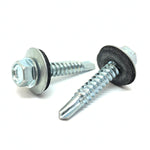 #8x1-1/2" Hex Washer Head #2 Point w/ Sealing Washer Drilling Sheet Metal Screws Zinc