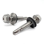#10-16x1" 410 Stainless Steel Unslotted Hex Washer Head #3 Point Self Drilling Screws w/ Bonded Washers