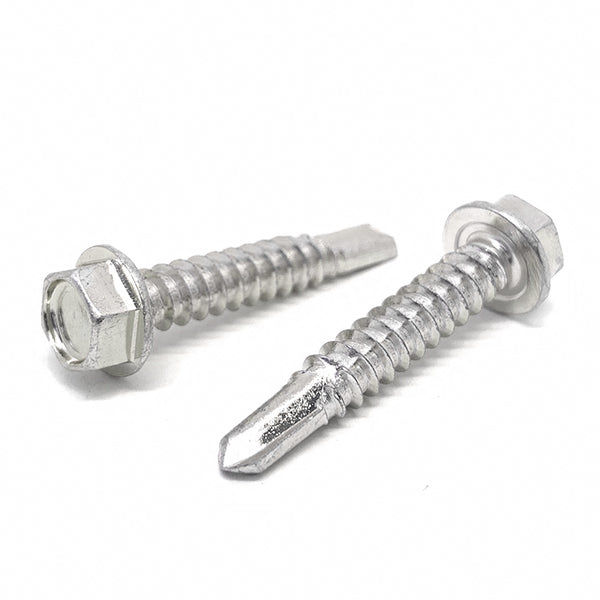 #8x1-3/4"  Stainless Steel Unslotted Hex Washer Head #2 Point Self Drilling Screws