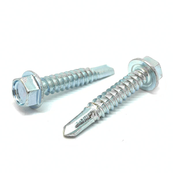 1/4-14x1" Unslotted Hex Washer Head #3 Point Self Drilling Screws Zinc